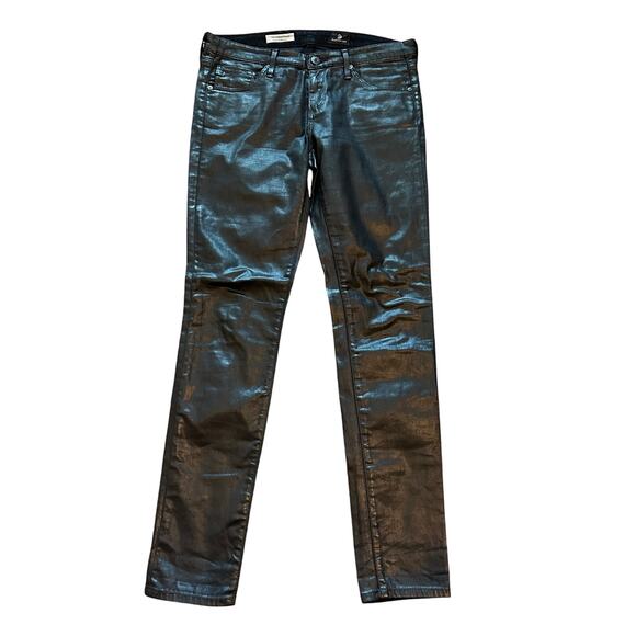 ADRIANO GOLDSCHMIED Faux Leather Ankle Jeans Size 28R Grunge Edgy Luxe Modern - Picture 1 of 9
